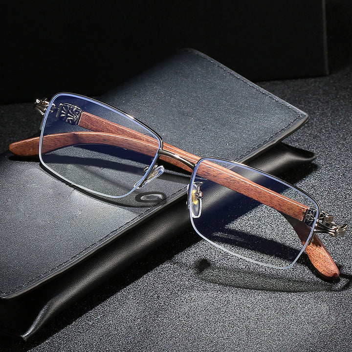 Ladies fashionable glasses with rectangular frame and high-quality wood details Bowlift