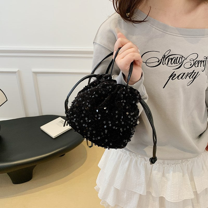Glittery Sequin Drawstring Mini Bag Bowlift