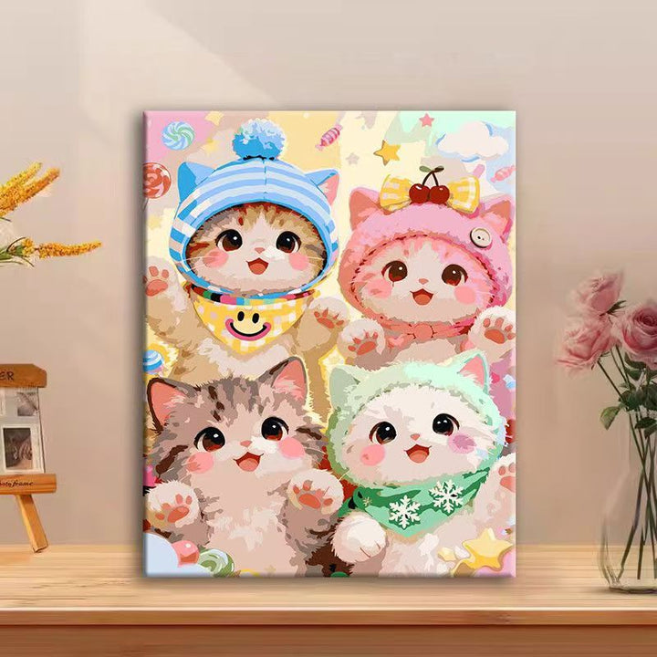 Cute Cat Character Canvas Art Print Bowlift