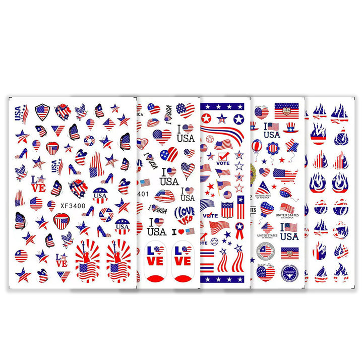 Women's nan patriotic USA themed nail art decal sticker sheets Bowlift