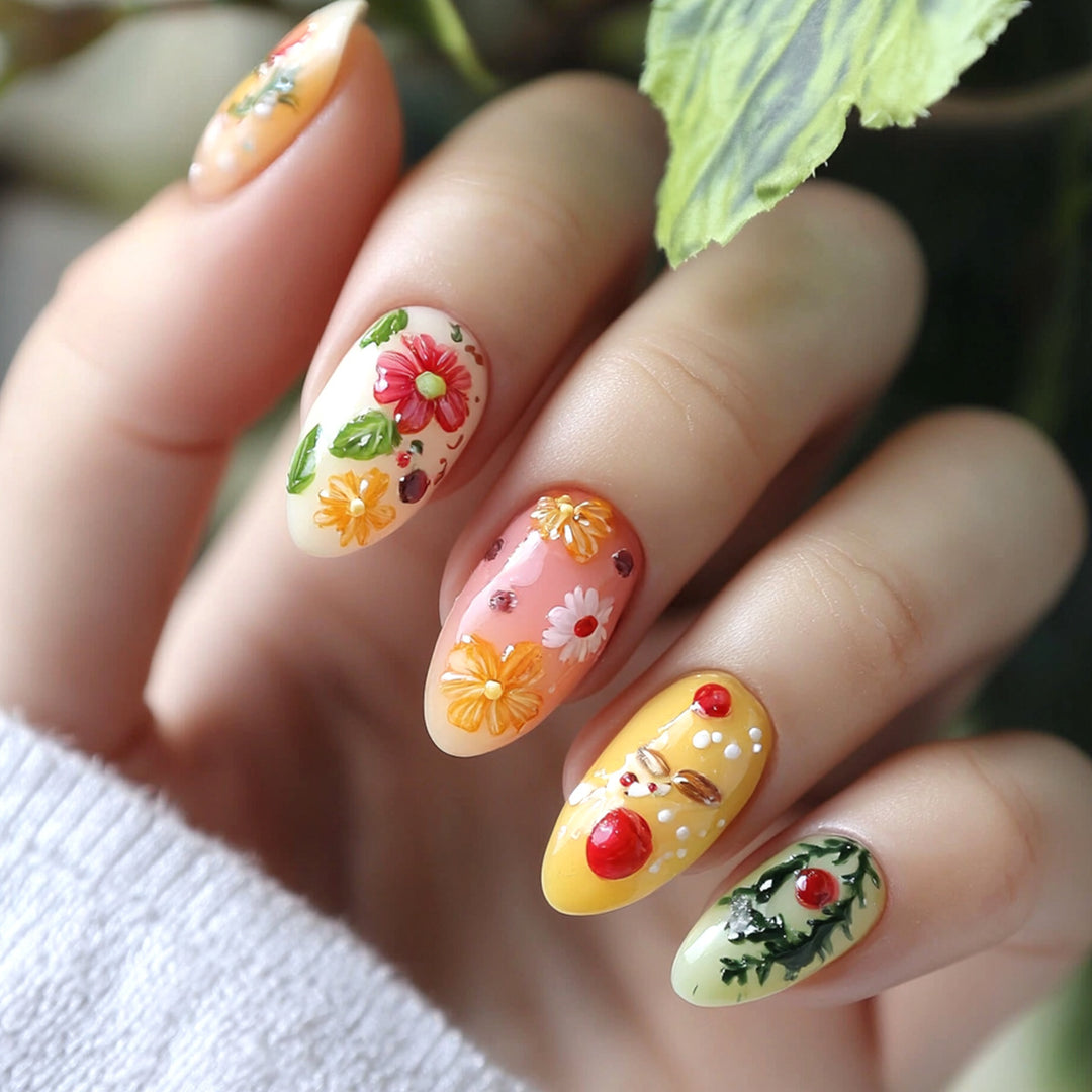 Artistic nail art with floral patterns Bowlift