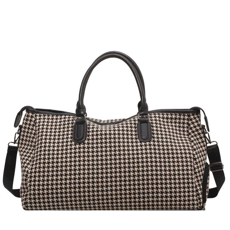 Chic Houndstooth Weekend Duffle Bag
