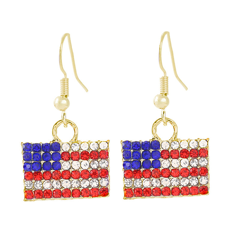 Ladies enamel earrings horseshoe with star stripe motif Bowlift