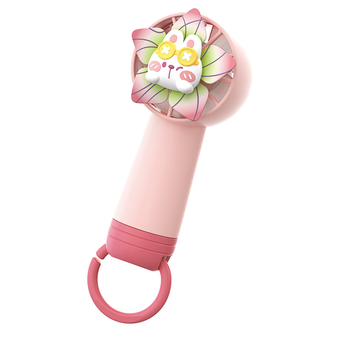 Unisex Portable Hand Fan with Cheerful Rabbit Design Bowlift
