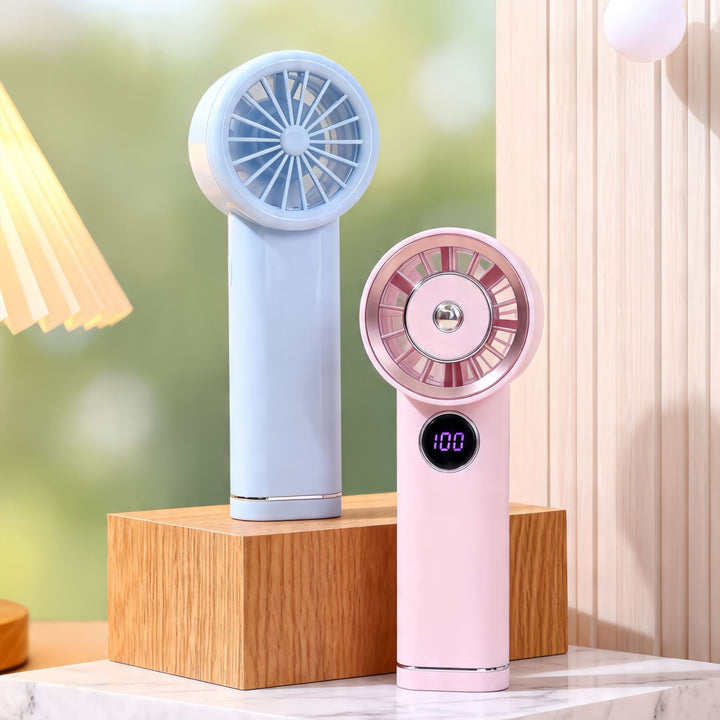 Women Portable Mini Fan with Digital Display Bowlift
