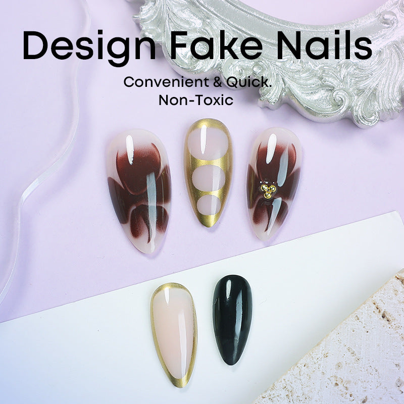 Art nail set with creative geometric accents Bowlift