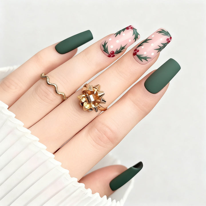 Artificial Nail Set with Colorful Flower Patterns Bowlift