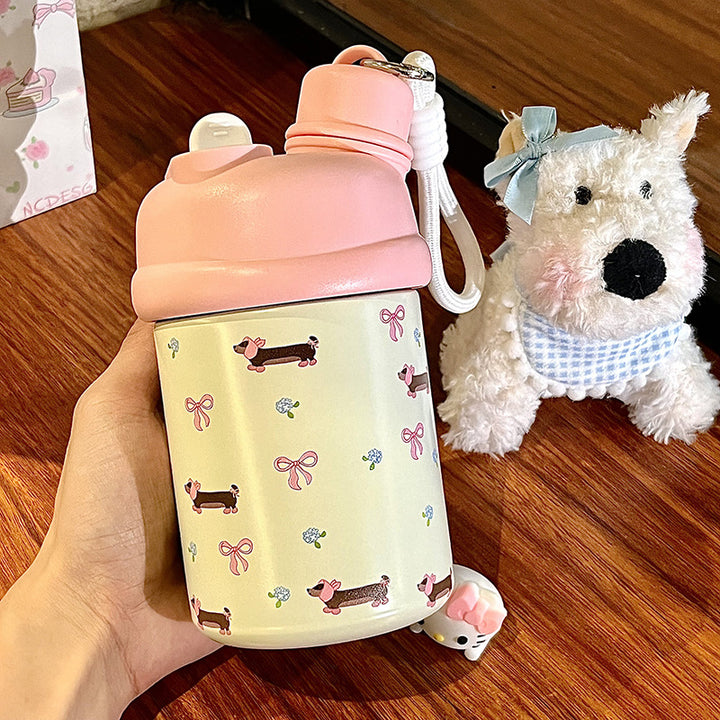 Women's Insulated Water Bottle with Playful Bear Design Bowlift