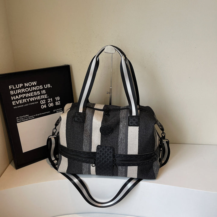 Stylish Striped Weekend Duffel Bag Bowlift