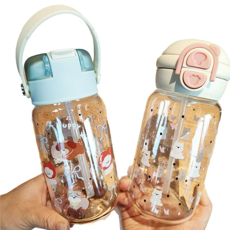 Ladies creative water bottle with integrated silicone carrying loop Bowlift