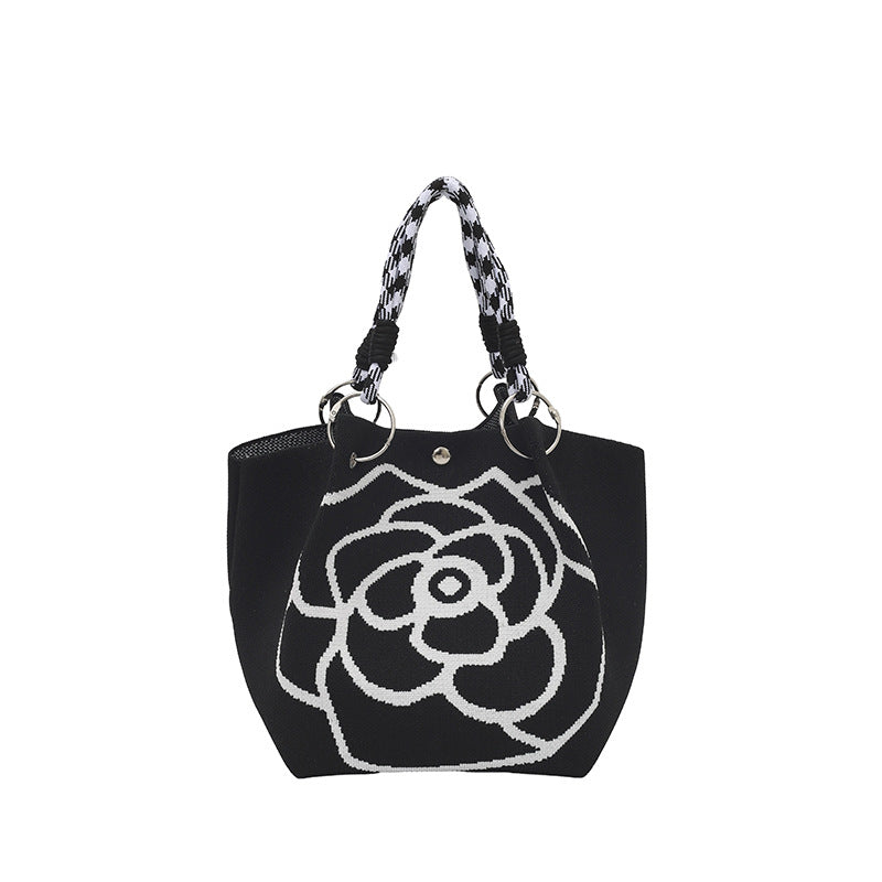 WoFloral Print Textured Handbag Bowlift
