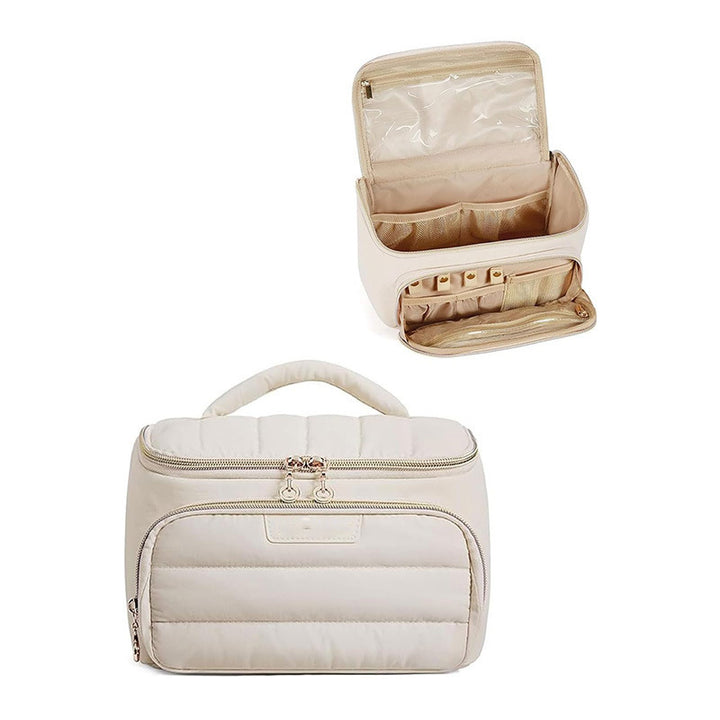 Cosmetic organizer bag with separate compartments and cosmetic compartment Bowlift