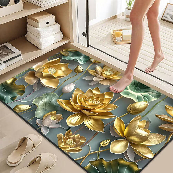 Elegant Lotus Flower Bath Mat Bowlift