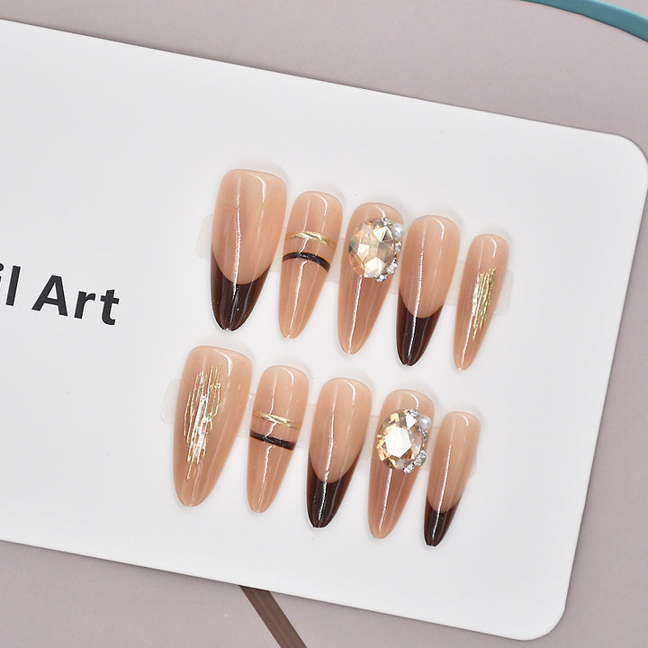 Glamorous Heart-Themed Press-On Nail Set Bowlift
