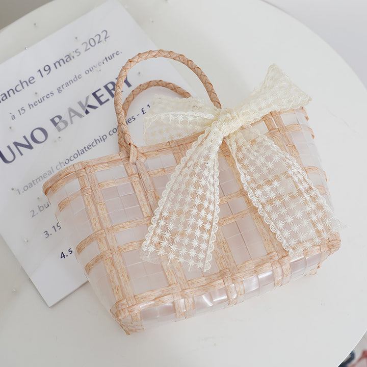 Handcrafted basket bag with elegant bow applique Bowlift
