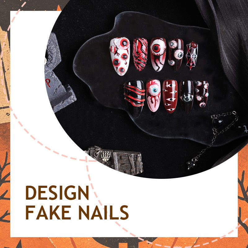 Creative Pastel Nail Set with Creepy Designs Bowlift