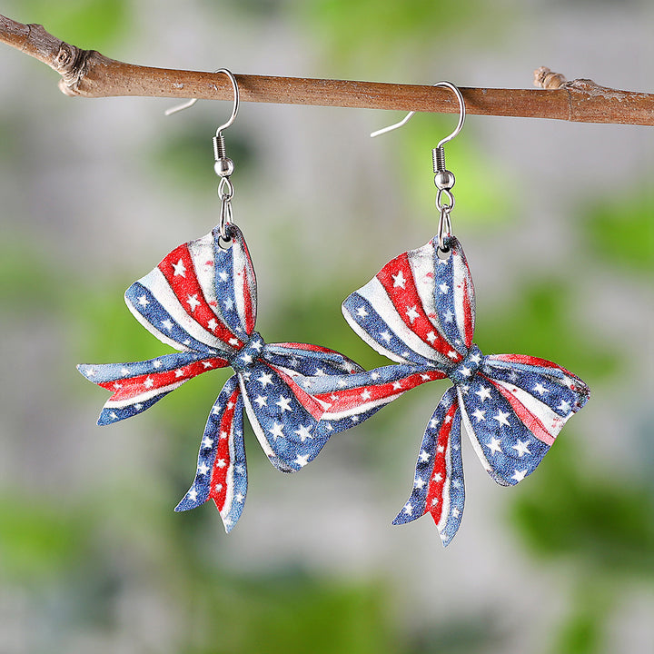 Ladies leather boot charm earrings made of lightweight wood with fish hook closure Bowlift