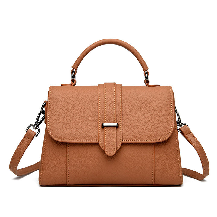 Elegant Leather Top Handle Handbag Bowlift