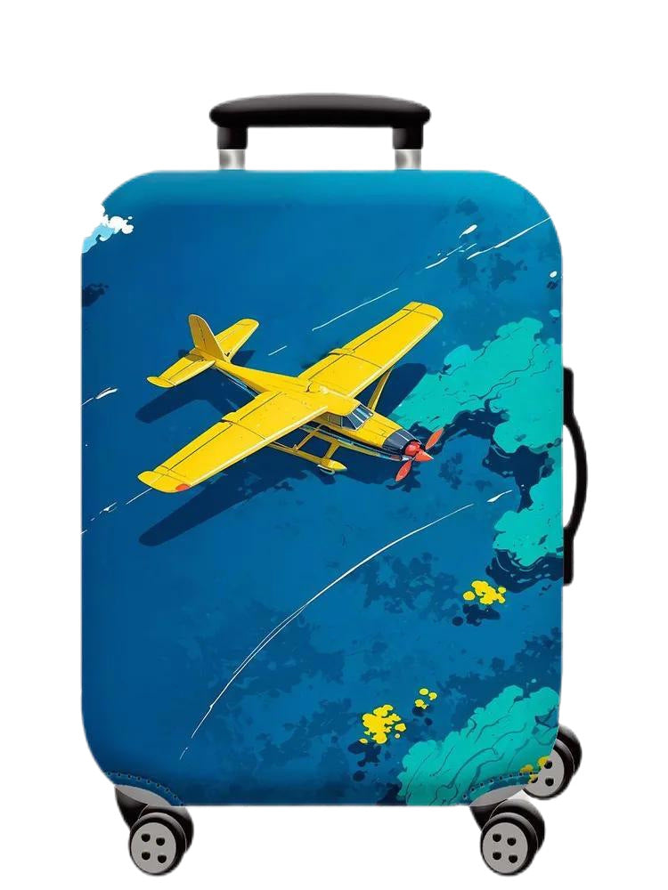 Unisex hard-shell cabin trolley with vintage travel illustration, 360° swivel wheels and telescopic handle Bowlift