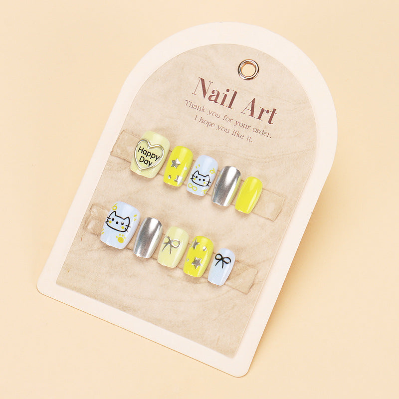 Elegant Long Press-On Nails Set with Artistic Tips Bowlift