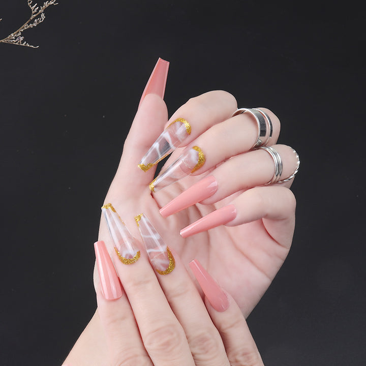 Glitter-Accented Stiletto Press-On Nails Bowlift