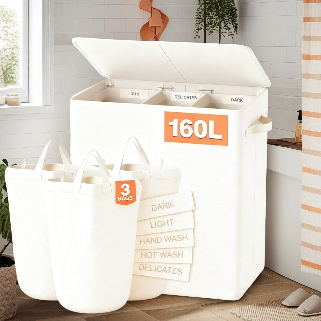 Practical laundry separation system with lid Bowlift