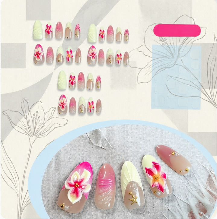 Artificial nails with floral 3D motifs Bowlift