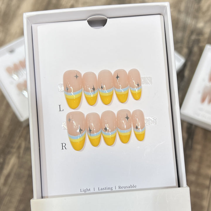 Stylish Press-On Nail Set with Unique Colorful Design Bowlift