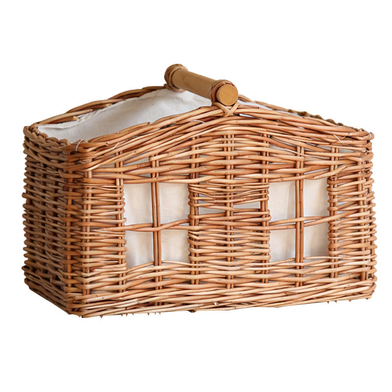 Large storage basket with wooden handle Bowlift
