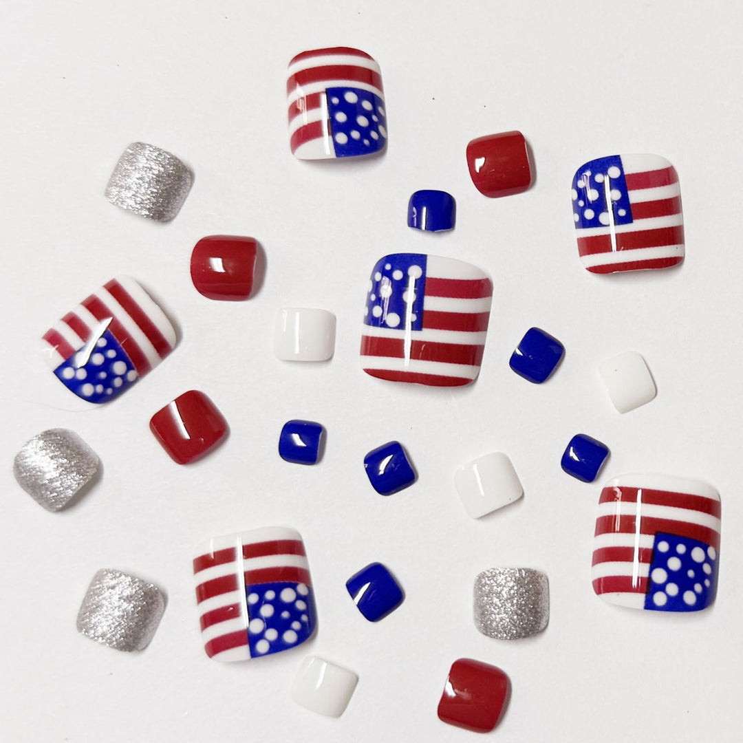 Artistic Independence Day Press-On Toenails Bowlift