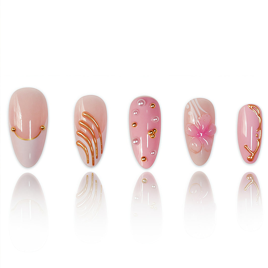 Premium Floral Designer Press-On Nails Bowlift