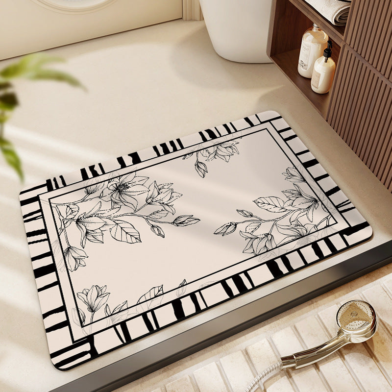Floral Patterned Bathroom Mat Bowlift