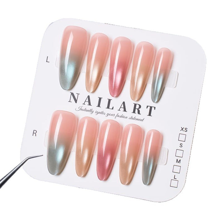 Ombre Press-On Nail Art Set with Glossy Finish Bowlift