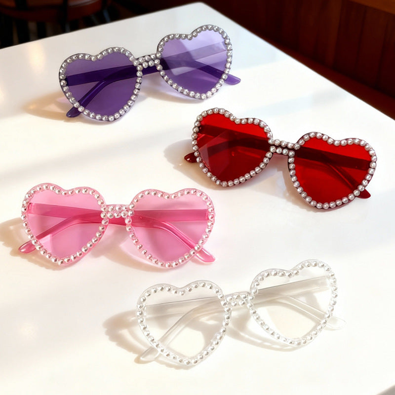 Heart-Shaped Pearl-Accent Sunglasses Bowlift