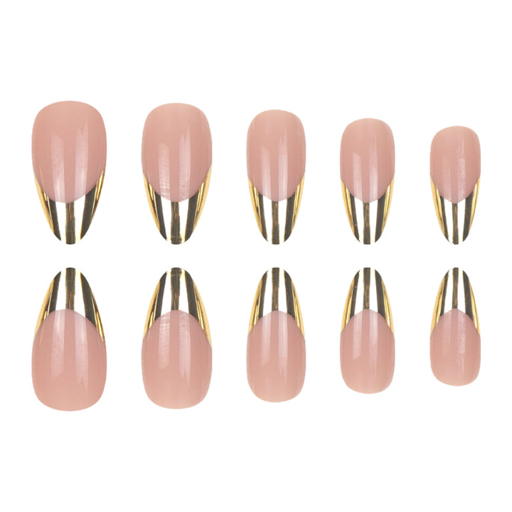 Elegant Metallic Tip Press-On Nails Bowlift