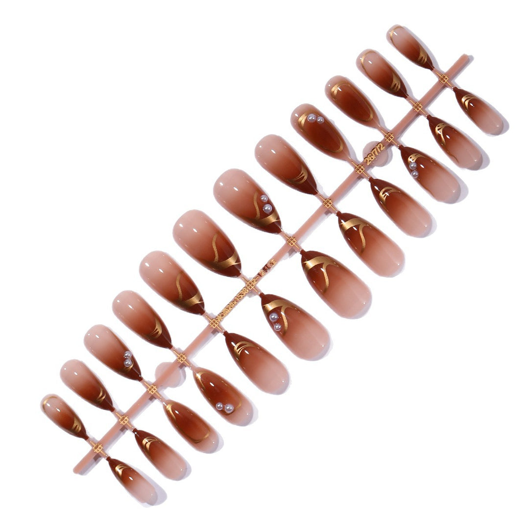 Elegant Pearl-Accent Stiletto Nail Art Extensions Bowlift