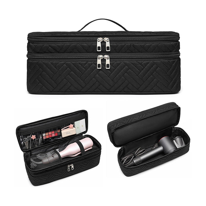 Cosmetic organizer bag for hair dryers and styling tools Bowlift