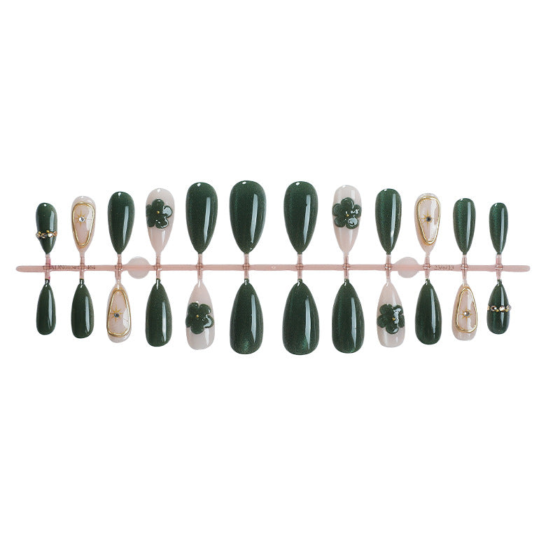 Glamorous Press-On Nail Set with Decorative Floral Accents Bowlift