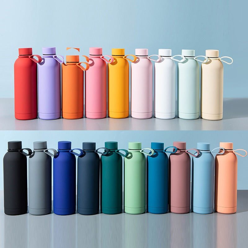 Ladies stylish stainless steel drinking bottle with innovative closure Bowlift