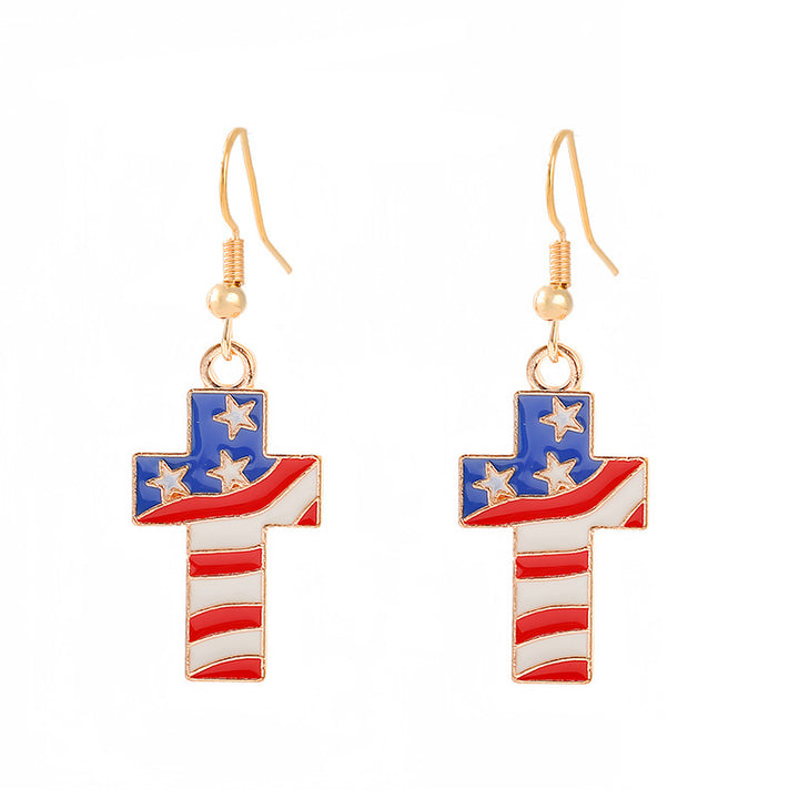 Ladies enamel earrings horseshoe with star stripe motif Bowlift