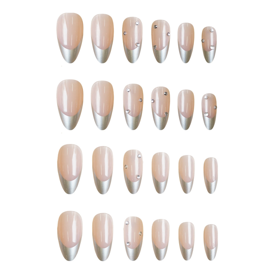 Artificial nail set with elegant metallic shades and rhinestone decorations Bowlift