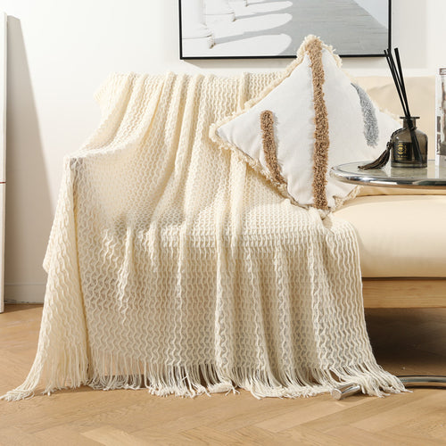 Home Decorative Fringe Knit Throw