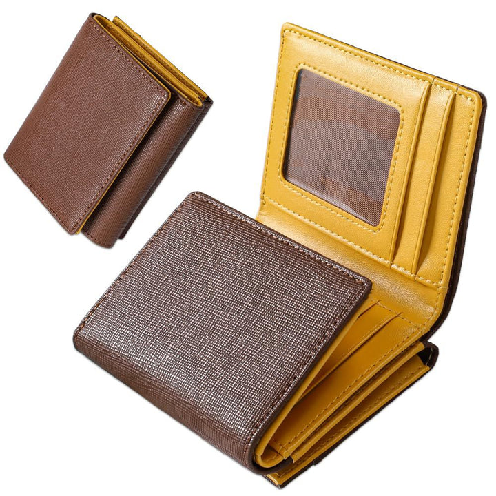 Compact Textured Leather Wallet Bowlift