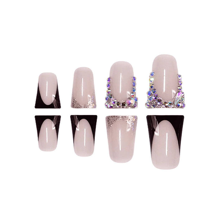 Elegant Rhinestone-Embellished Nail Extensions Bowlift