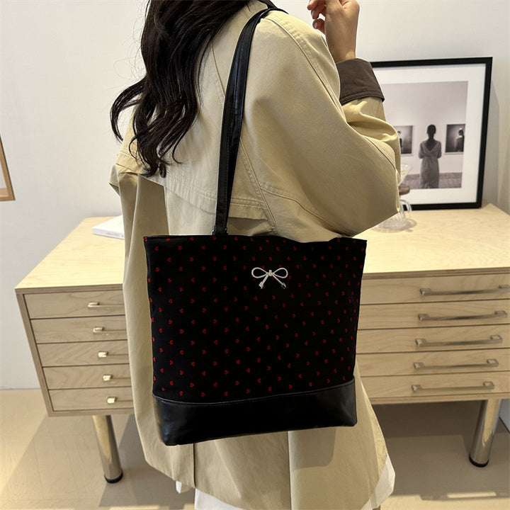 Heart-Embellished Canvas Tote Bag Bowlift