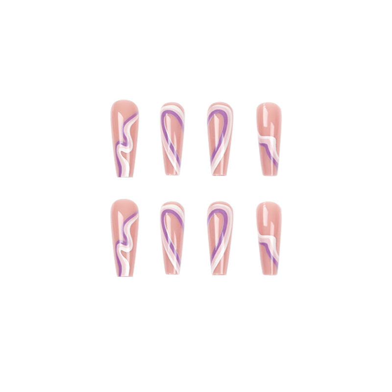 Artful nail extensions with elegant wave pattern Bowlift