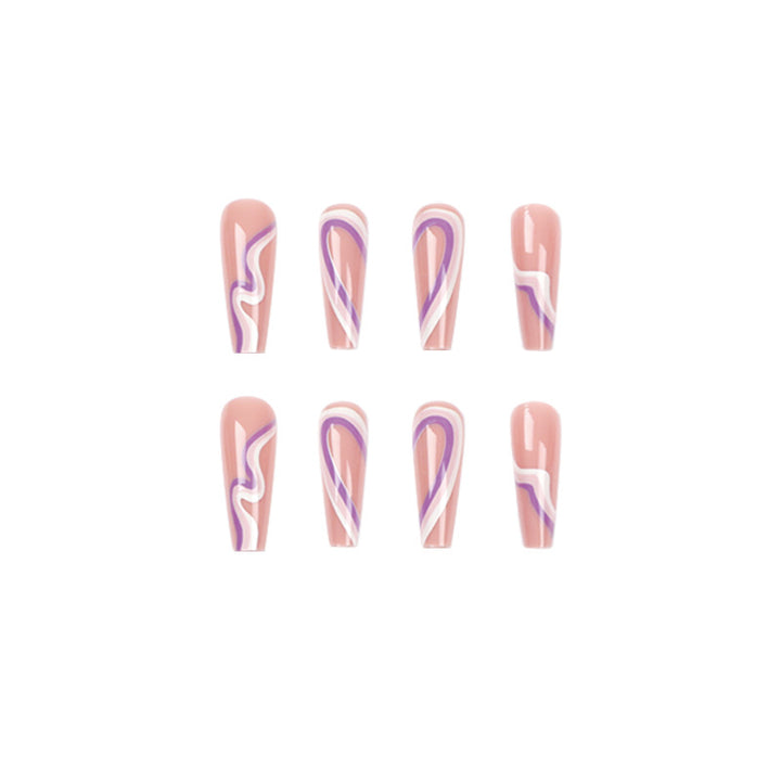 Artful nail extensions with elegant wave pattern Bowlift