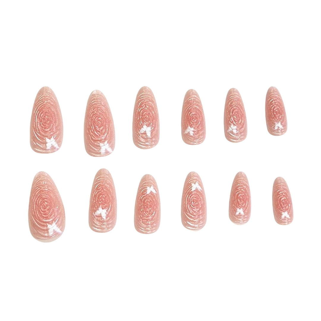 Artistic Floral-Accent Press-On Nail Set Bowlift