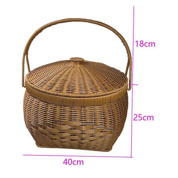 Lidded Woven Storage Basket Bowlift