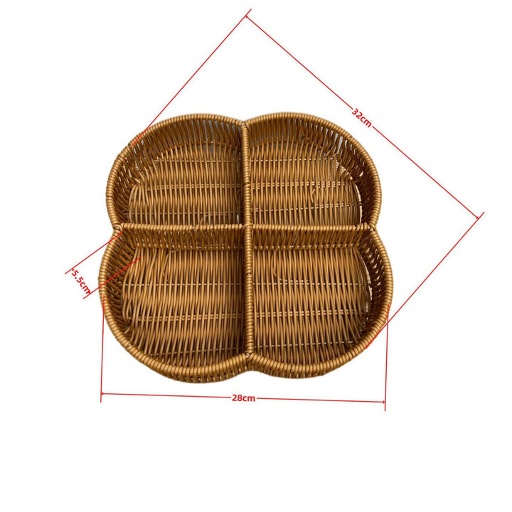 Ladies beef braided serving basket with three compartments Bowlift